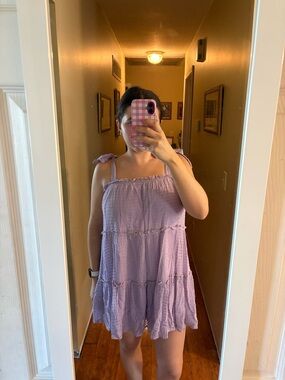 Tie-Shoulder Tiered Mini Dress